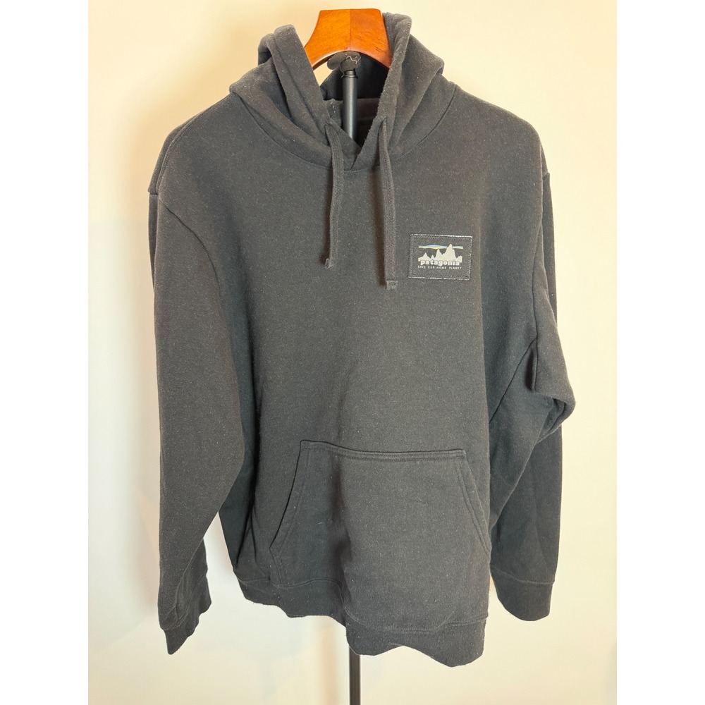Patagonia Mens Uprisal Hoodie Black Recycled Fleece Pullover Large 39622